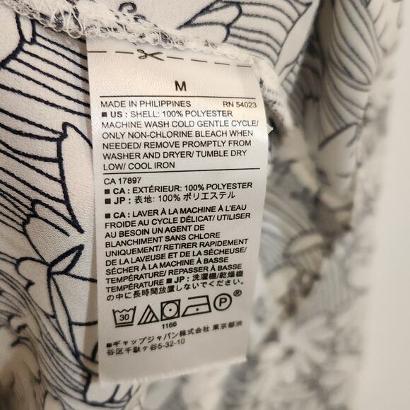 Banana Republic White Floral Long Sleeve Button Front Blouse Casual Top Medium - Picture 8 of 8